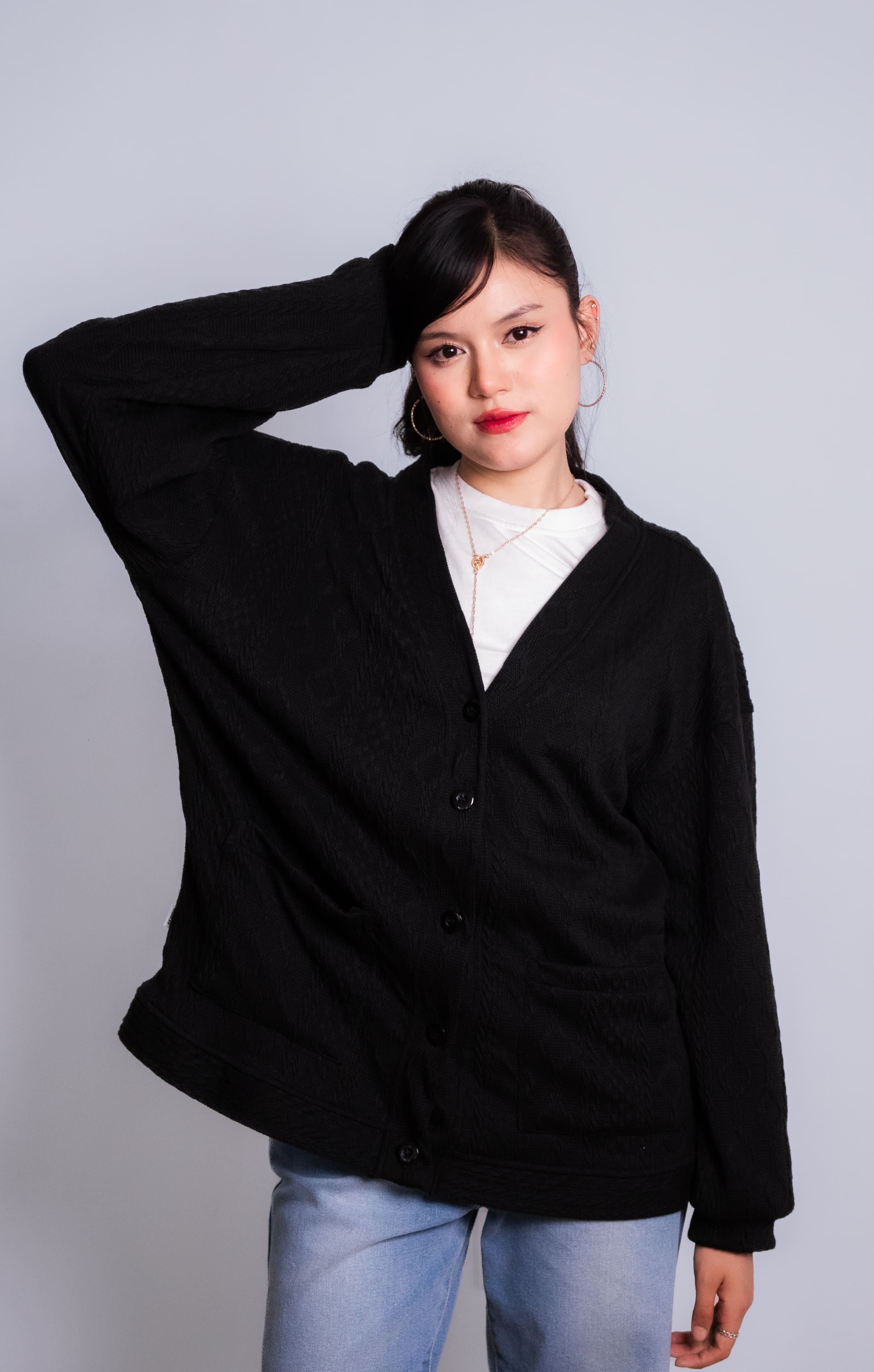 Cable knit Black Cardigan